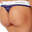 Calvin Klein Navy Simple-Stripe Modern Cotton Logo-Waist Thong