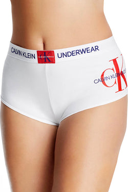 Calvin Klein PLUS Monogram Logo Boyshort in White thumbnail 1