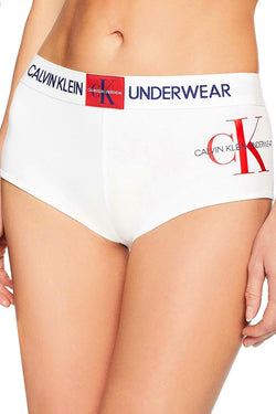 Calvin Klein PLUS Monogram Logo Boyshort in White thumbnail 2