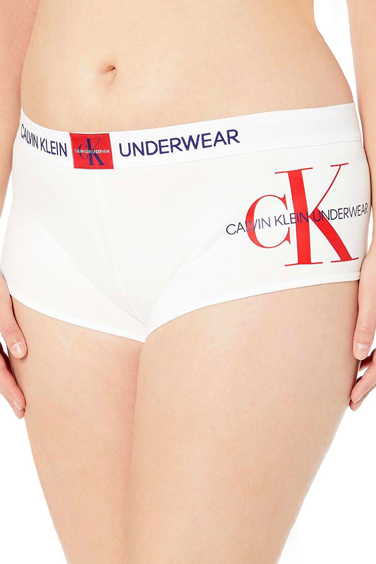 Calvin Klein PLUS Monogram Logo Boyshort in White