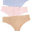 Calvin Klein Pastel Pink/Blue/Nude Invisibles Thong 3-Pack