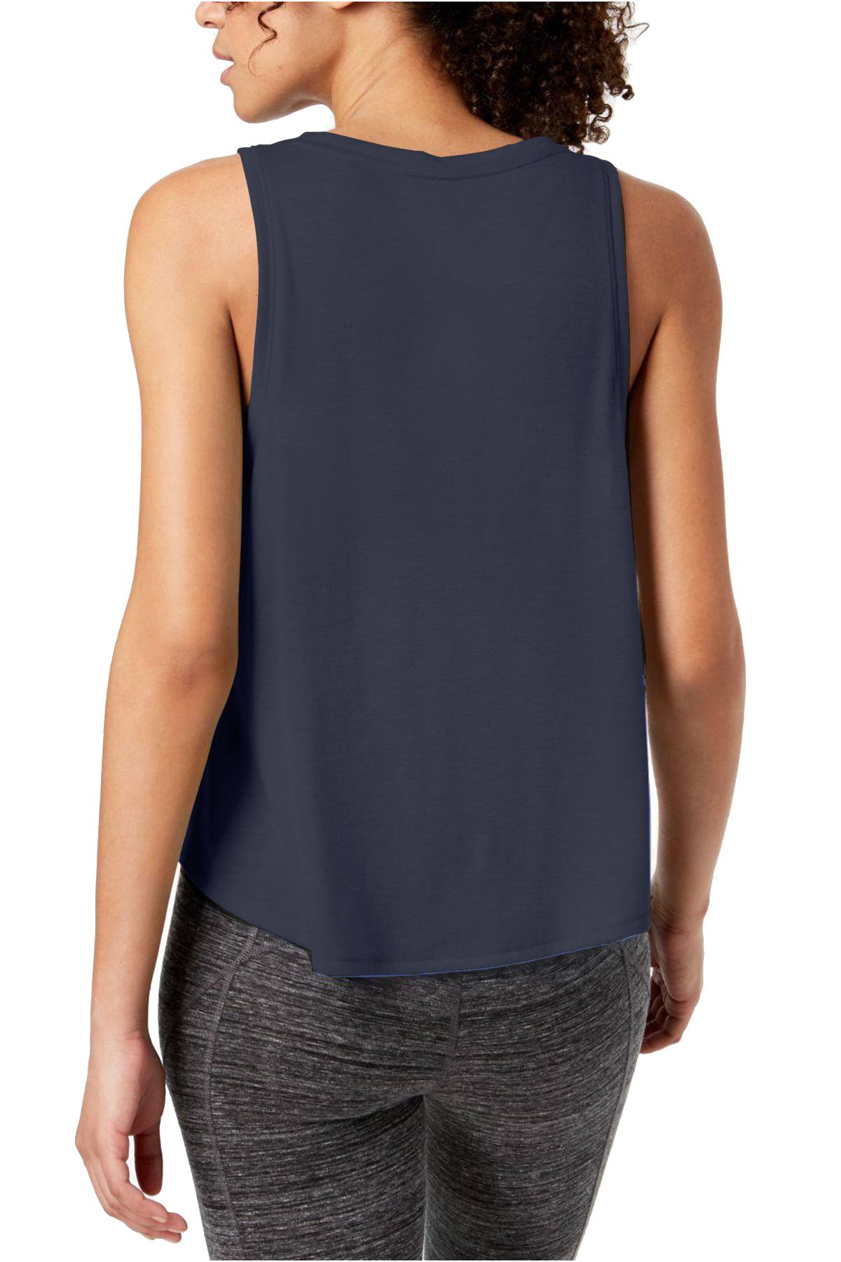 Calvin Klein Peformance Graphite-Blue Epic Knit High-low Tank Top