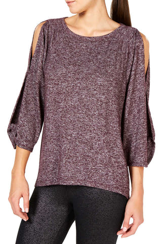 Calvin Klein Performance Burgundy Open-Sleeve Top