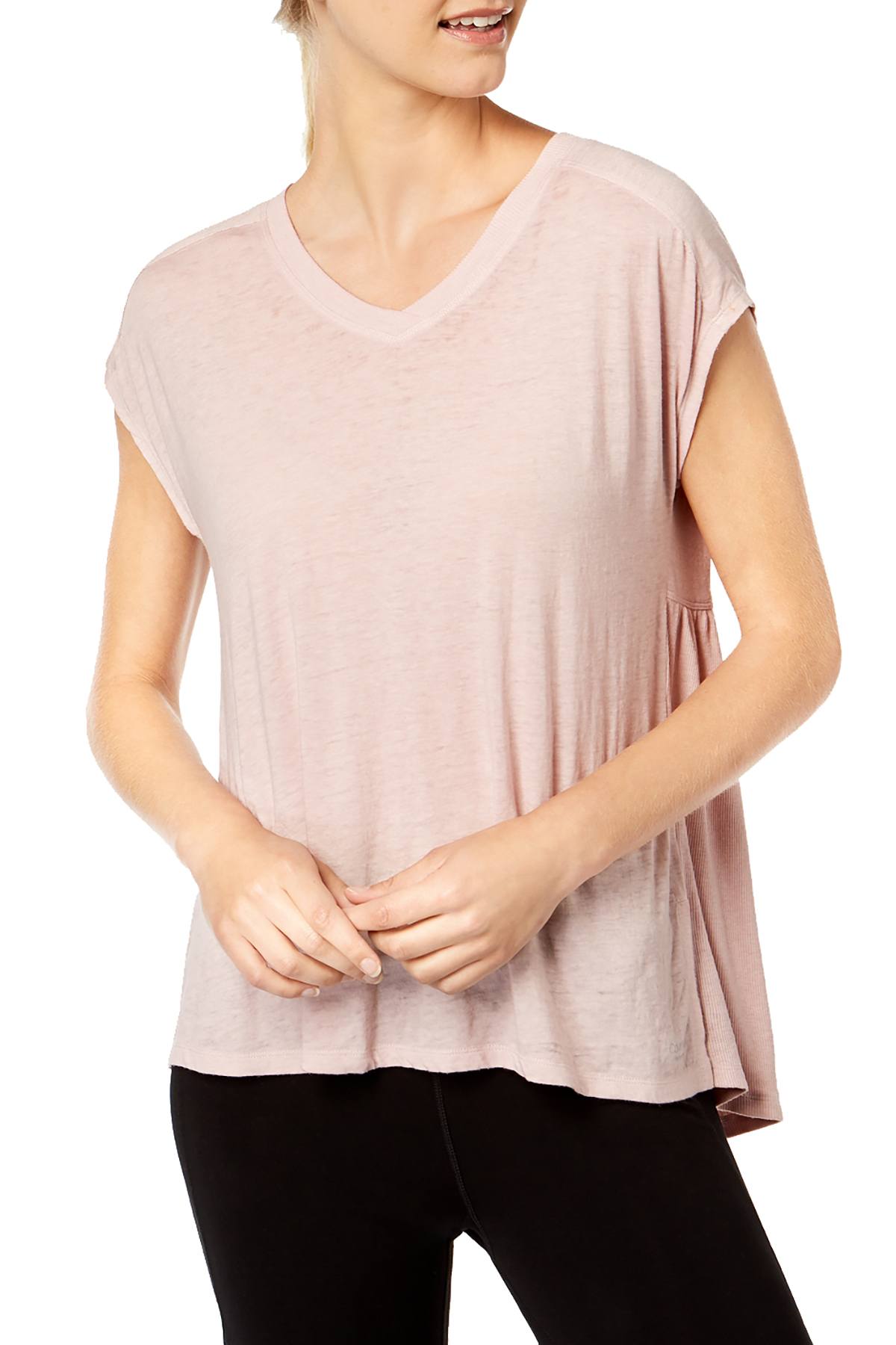 Calvin Klein Performance Cameo-Pink Gathered-Back Top