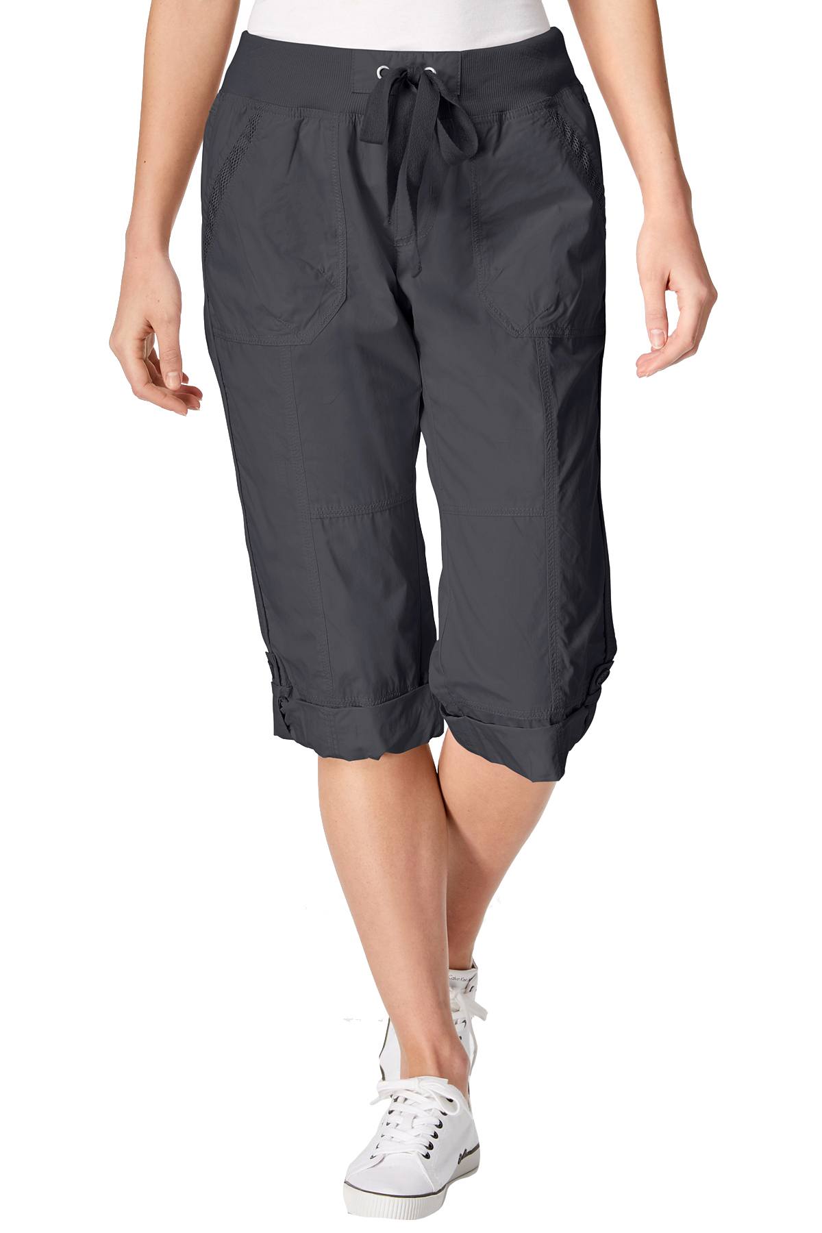 Calvin Klein Performance Charcoal Poplin Convertible Capri Cargo Pant