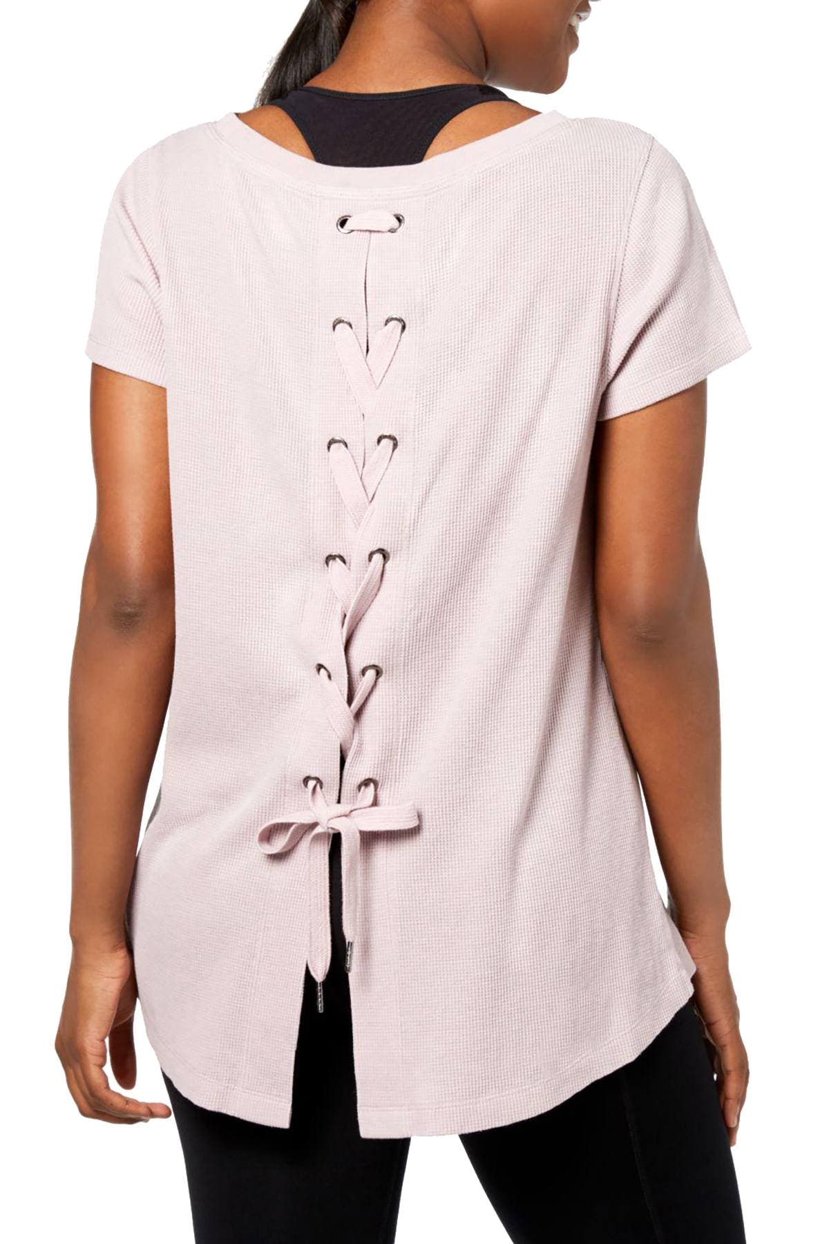 Calvin Klein Performance Evening Sand Lace-Up Back Top