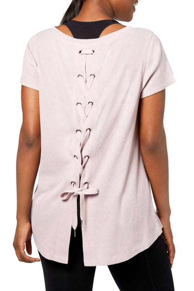 Calvin Klein Performance Evening Sand Lace-Up Back Top