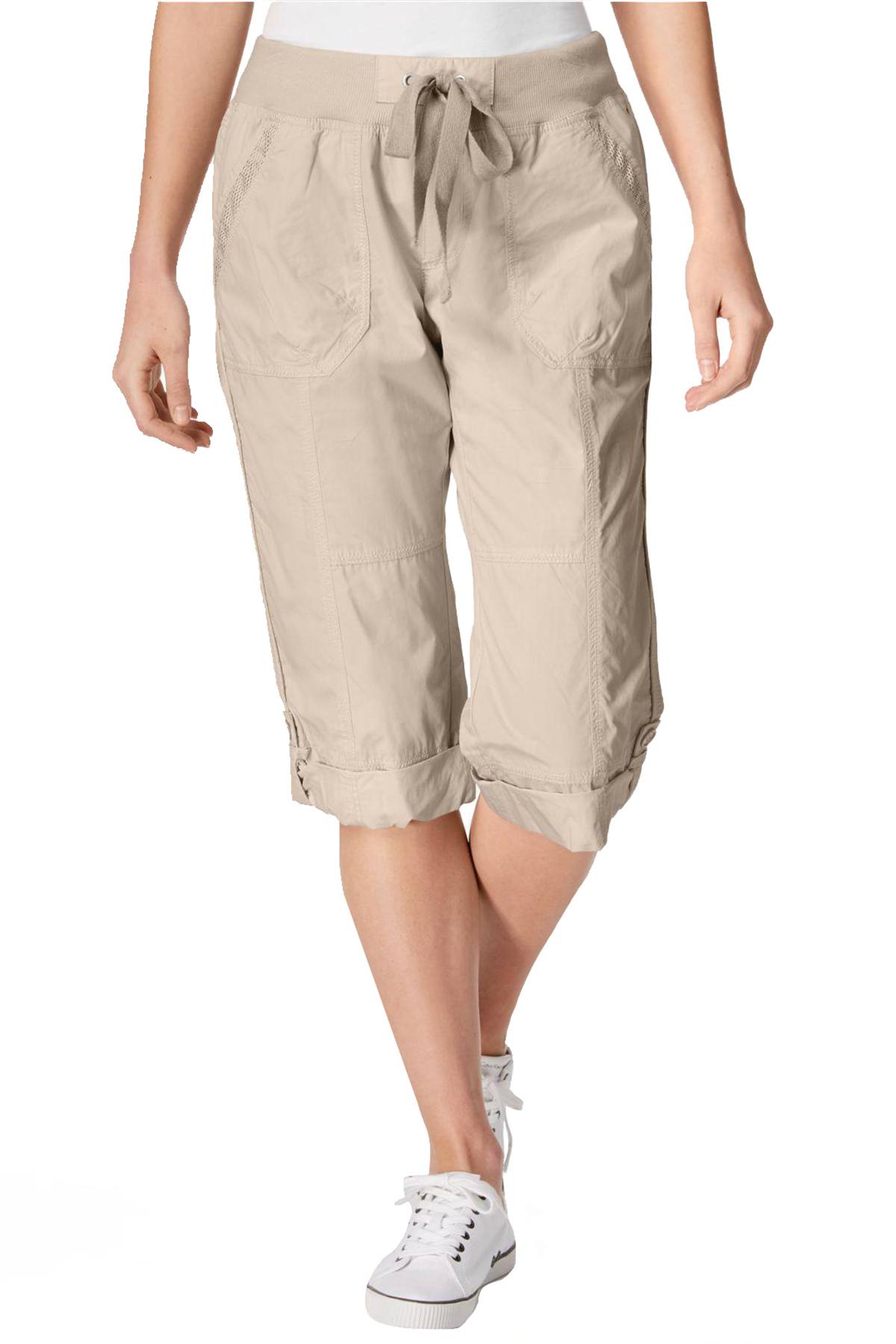Calvin Klein Performance Sand Poplin Convertible Capri Cargo Pant