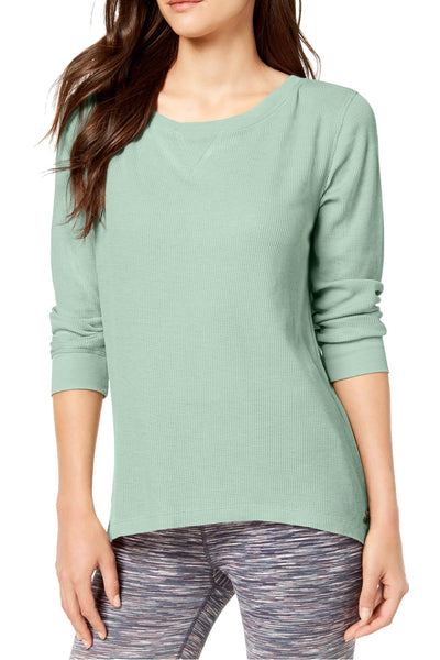 Calvin Klein Performance Silver Jade 3/4-Sleeve Lace-Up Back Top