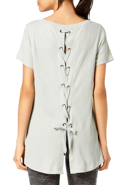 Calvin Klein Performance Silver Jade Lace-Up Back Top