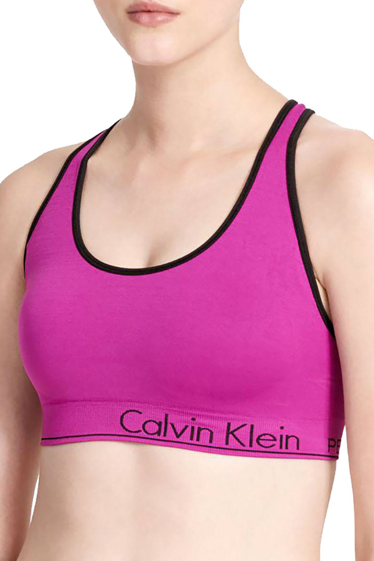 Calvin Klein Performance Vivid Violet Basketweave Strappy Back Low Impact Sports Bra