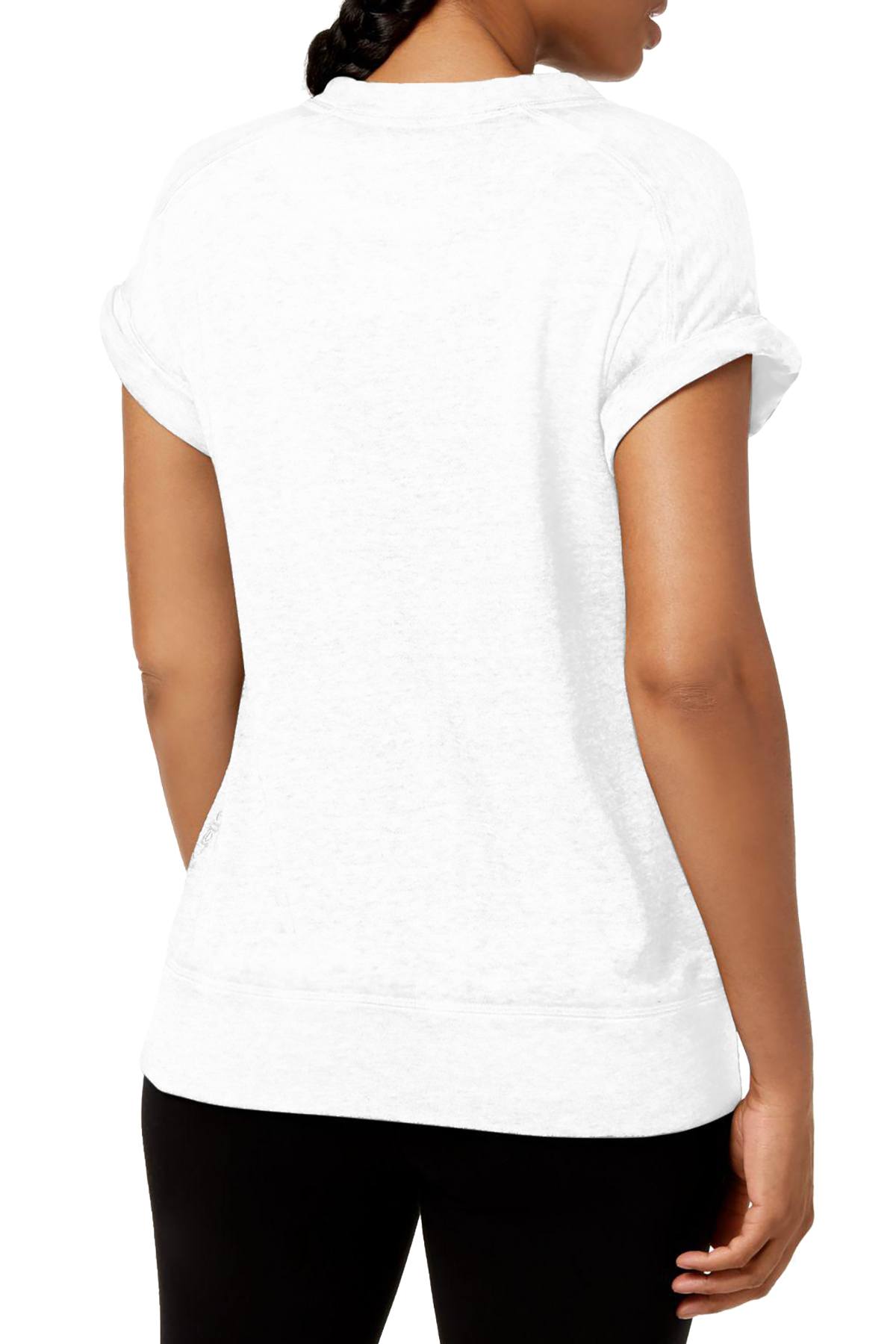 Calvin Klein Performance White V-Neck Asymmetrical Hem Top