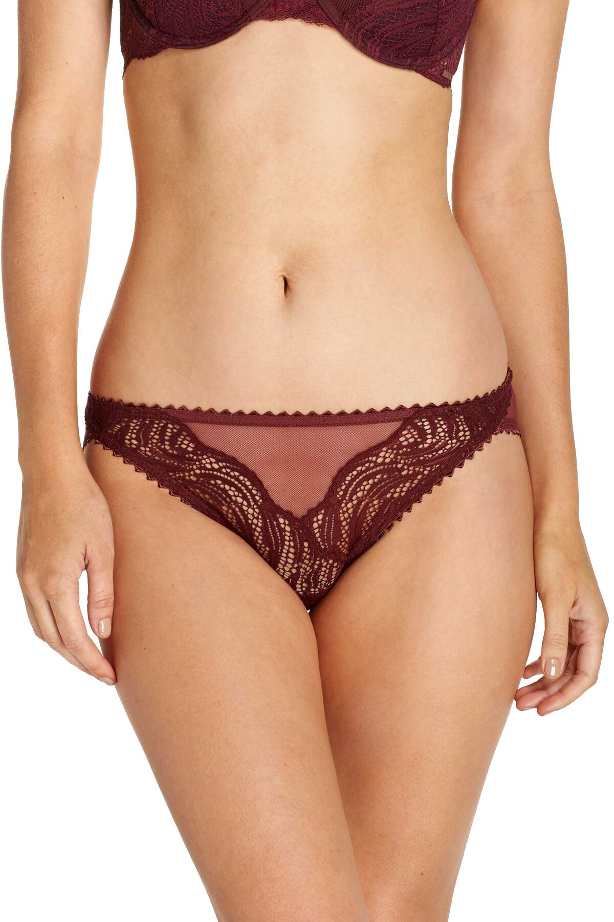 Calvin Klein Phoebe-Burgundy Siren Lace Bikini Brief