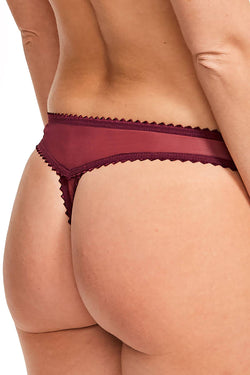 Calvin Klein Phoebe-Burgundy Siren Textured-Lace Thong thumbnail 3