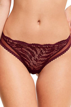 Calvin Klein Phoebe-Burgundy Siren Textured-Lace Thong thumbnail 1