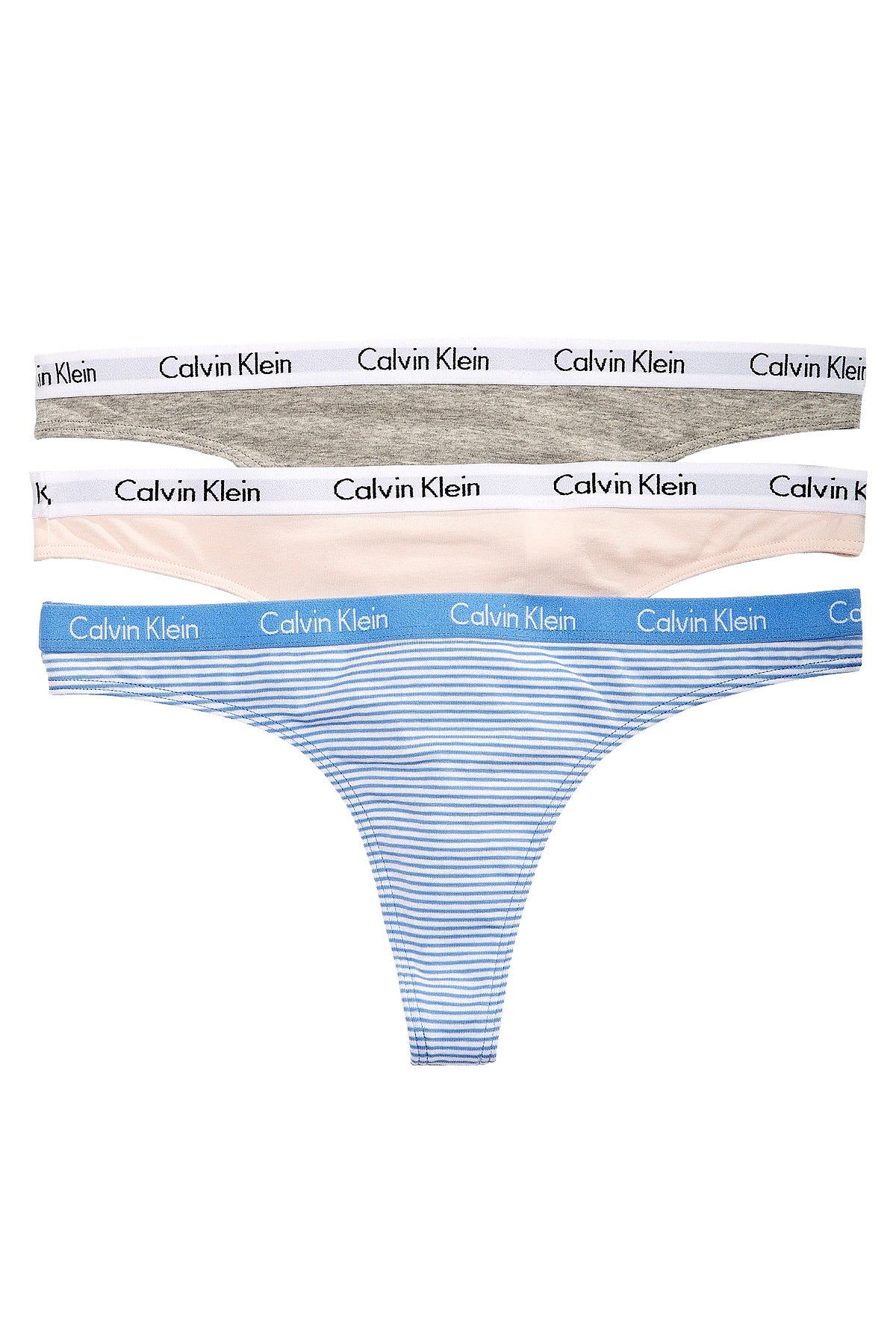 Calvin Klein Pink/Grey/Blue-Stripe Carousel Thong 3-Pack