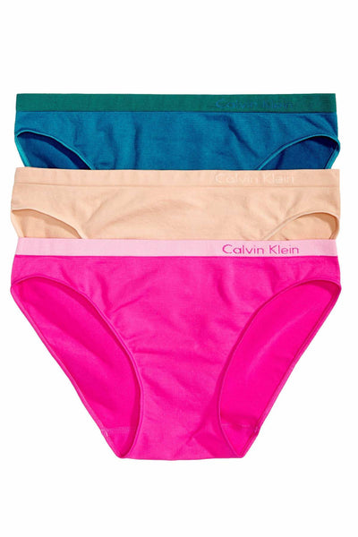 Calvin Klein Pink/Teal/Beige Seamless Bikini 3-Pack