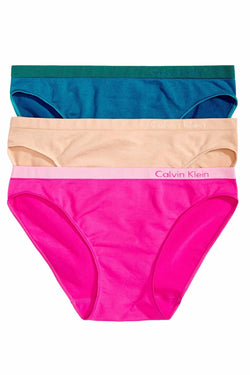 Calvin Klein Pink/Teal/Beige Seamless Bikini 3-Pack thumbnail 1