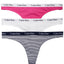 Calvin Klein Pink/White/Black-Stripe Carousel Thong 3-Pack