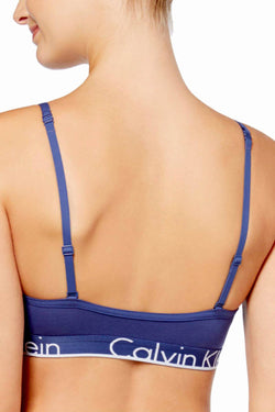 Calvin Klein Placid-Blue ID Cotton Logo Triangle Bralette thumbnail 3