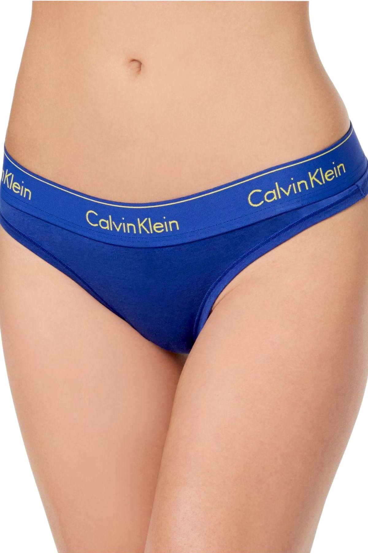 Calvin Klein Pure-Cerulean Modern-Cotton Logo-Waist Thong