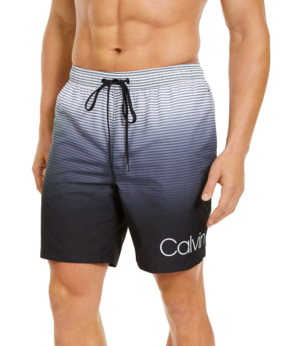 Calvin Klein Quick-dry Uv 50+ Ombr Stripe 7" Swim Trunks Black