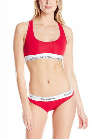 Calvin Klein Red Logo Modern Bralette & Bikini Brief Set
