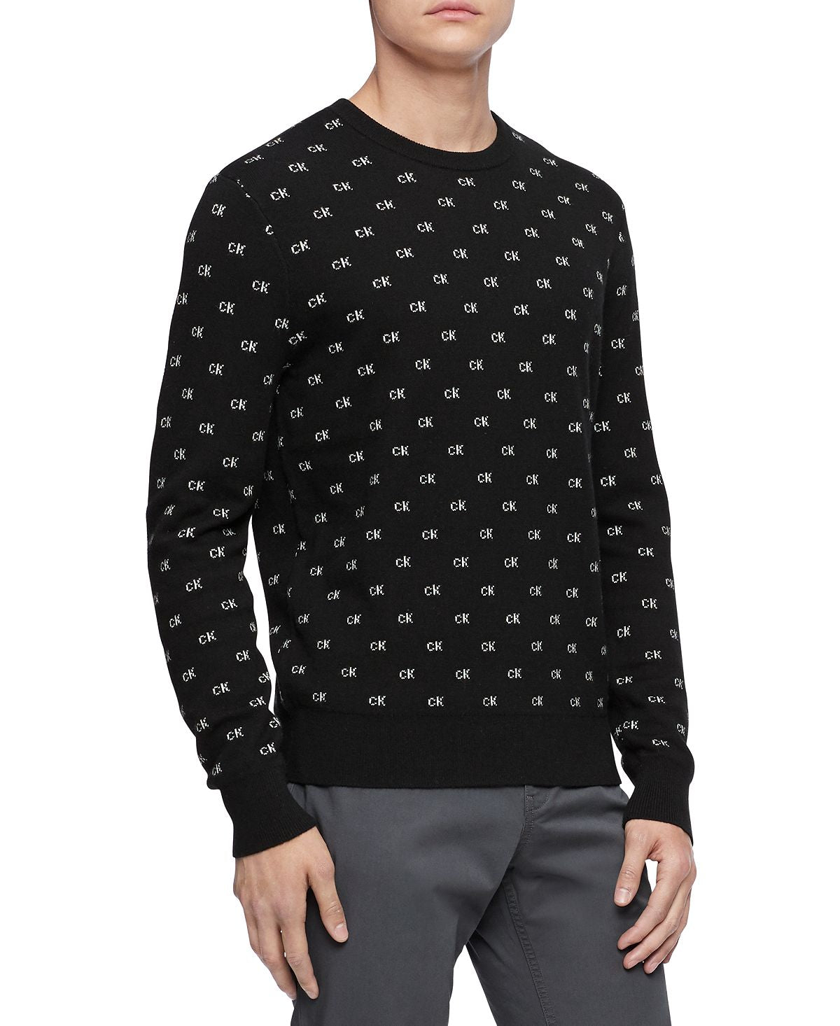Calvin Klein Regular-fit Logo Jacquard Sweater Black