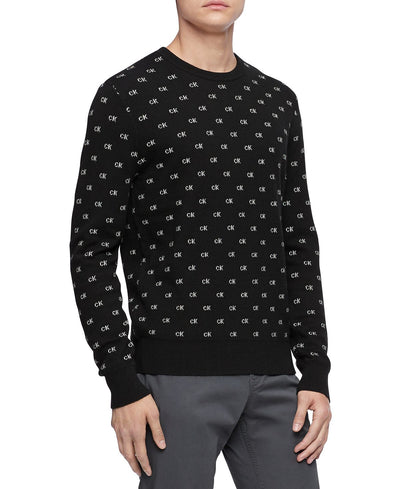 Calvin Klein Regular-fit Logo Jacquard Sweater Black