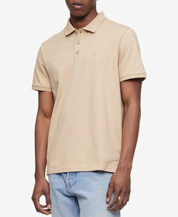 Calvin Klein Regular-fit Smooth Cotton Monogram Logo Polo Shirt Travertine thumbnail 1