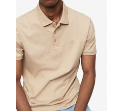 Calvin Klein Regular-fit Smooth Cotton Monogram Logo Polo Shirt Travertine thumbnail 3