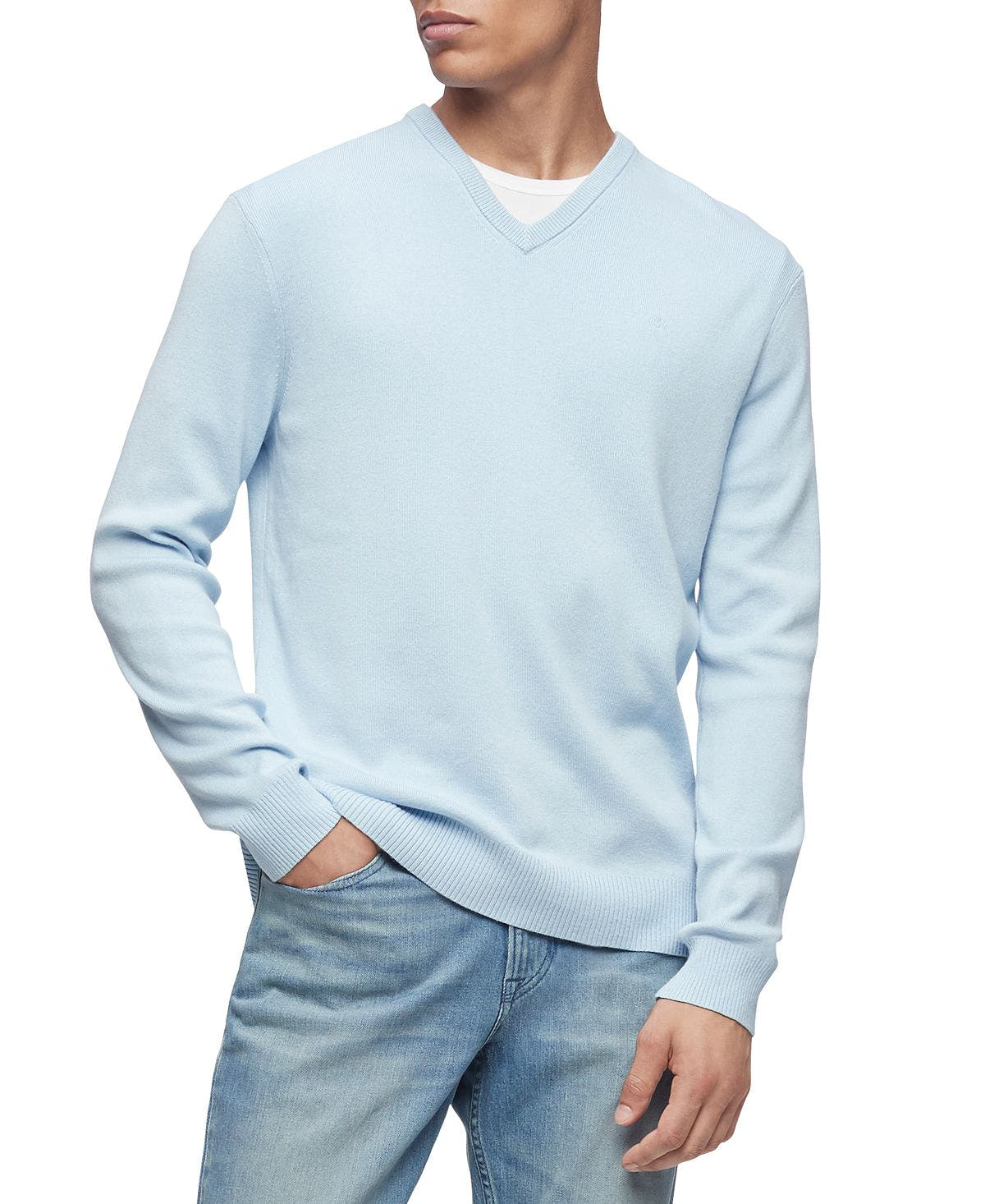 Calvin Klein Regular-fit V-neck Sweater Cerulean Blue