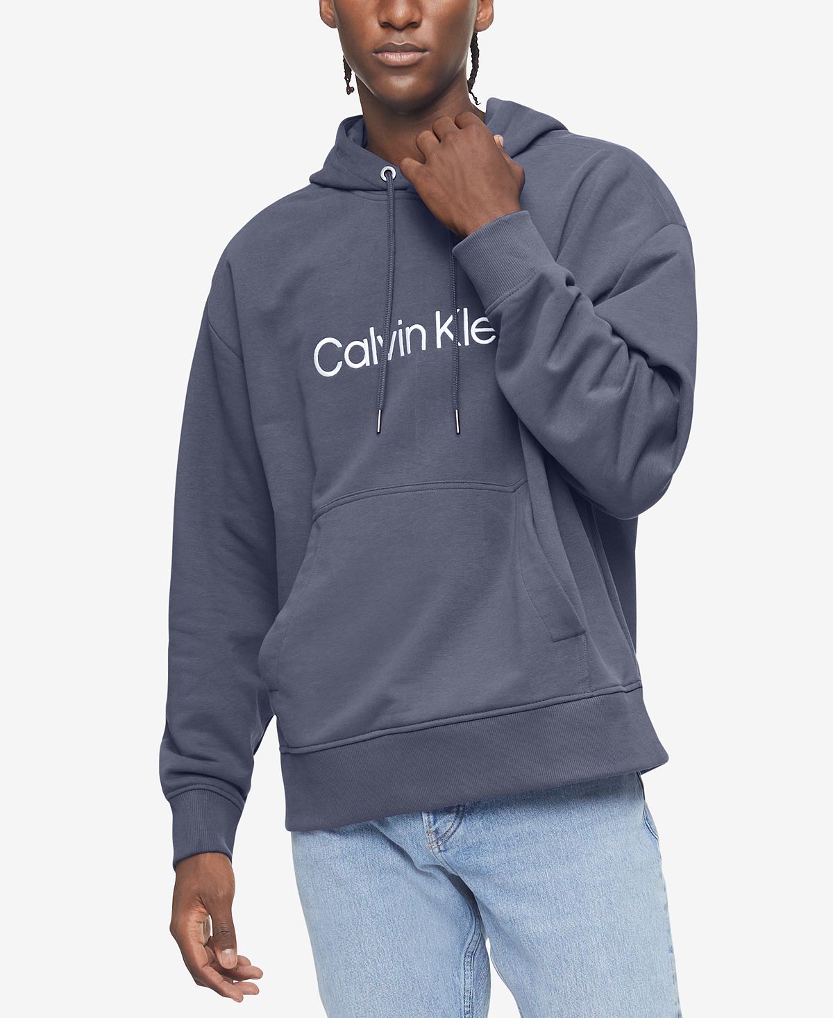 Calvin Klein Relaxed Fit Logo French Terry Hoodie Grisaille