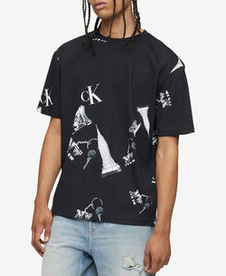 Calvin Klein Relaxed Fit Logo Graphic Print T-shirt Black Keychain thumbnail 1
