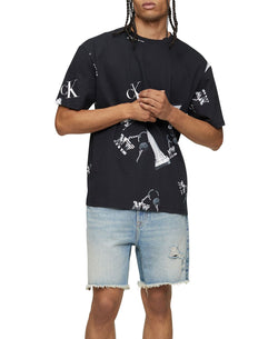Calvin Klein Relaxed Fit Logo Graphic Print T-shirt Black Keychain thumbnail 4