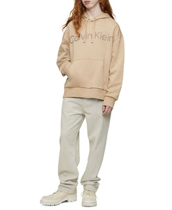 Calvin Klein Relaxed Fit Logo-print Hoodie Travertine thumbnail 4