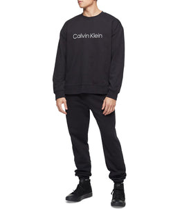 Calvin Klein Relaxed Fit Standard Logo Terry Crewneck Sweatshirt Black Beauty thumbnail 1