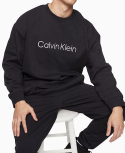 Calvin Klein Relaxed Fit Standard Logo Terry Crewneck Sweatshirt Black Beauty thumbnail 2