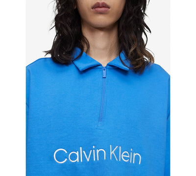 Calvin Klein Relaxed Fit Standard Logo Terry Long Sleeve Polo Shirt Palace Blue