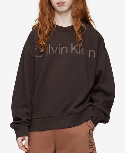 Calvin Klein Relaxed Fit Wide Logo-print Sweatshirt Black Coffee