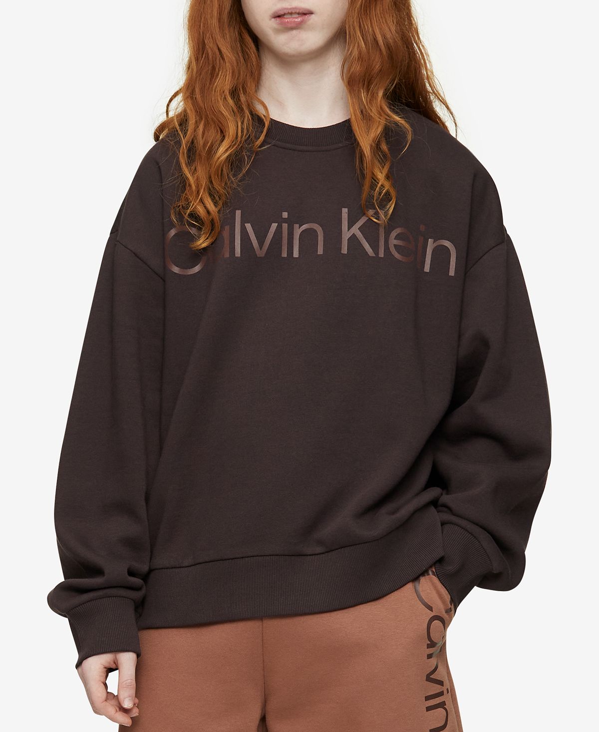 Calvin Klein Relaxed Fit Wide Logo-print Sweatshirt Black Coffee