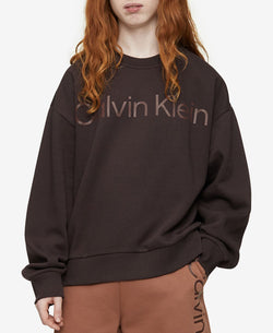 Calvin Klein Relaxed Fit Wide Logo-print Sweatshirt Black Coffee thumbnail 1