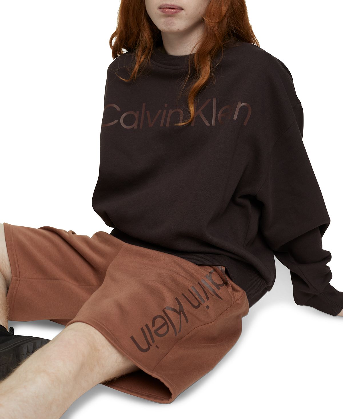 Calvin Klein Relaxed Fit Wide Logo-print Sweatshirt Black Coffee