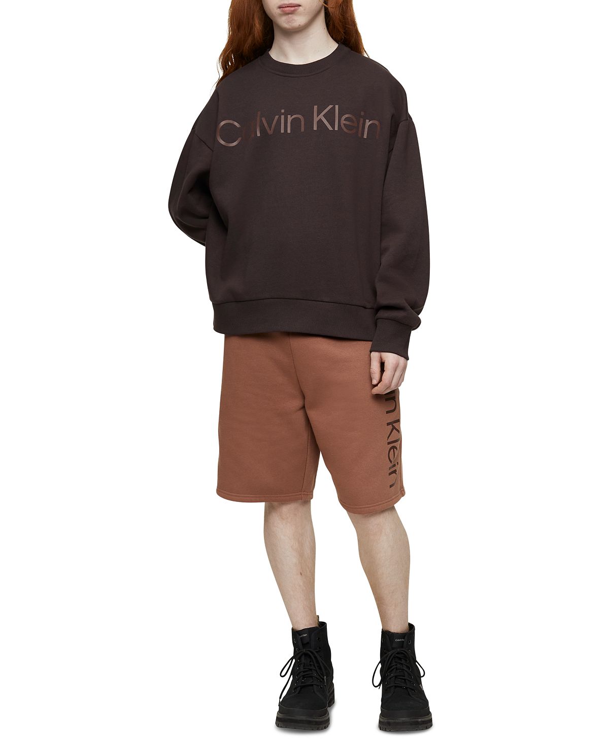 Calvin Klein Relaxed Fit Wide Logo-print Sweatshirt Black Coffee