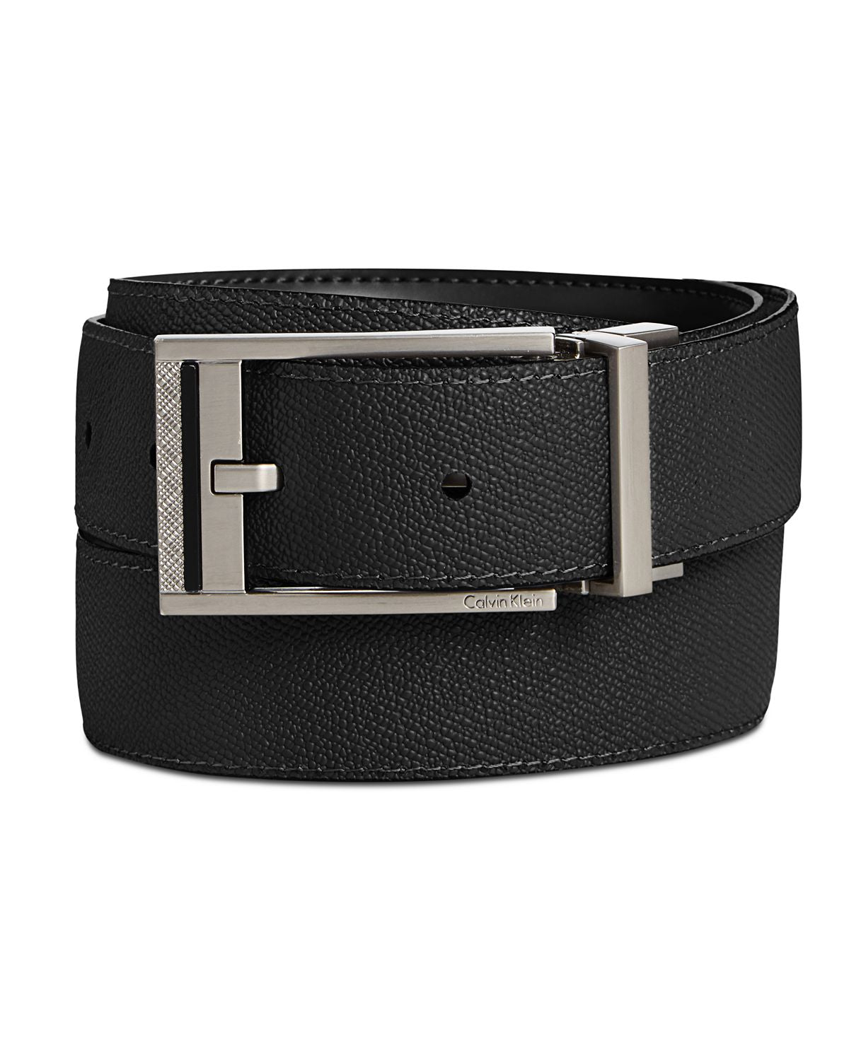 Calvin Klein Reversible Leather Stitched Casual Belt Black