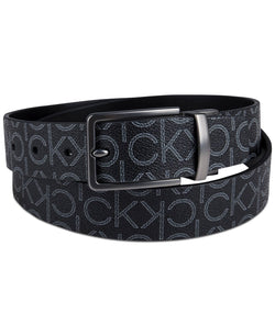Calvin Klein Reversible Textured Ck Monogram Logo Belt Black thumbnail 1