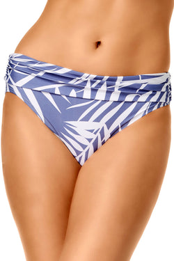 Calvin Klein Ruched Waist Bikini Bottom in Anthracite Summer Palm thumbnail 2
