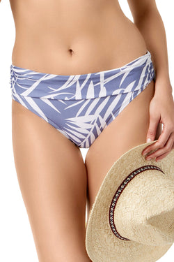 Calvin Klein Ruched Waist Bikini Bottom in Anthracite Summer Palm thumbnail 3