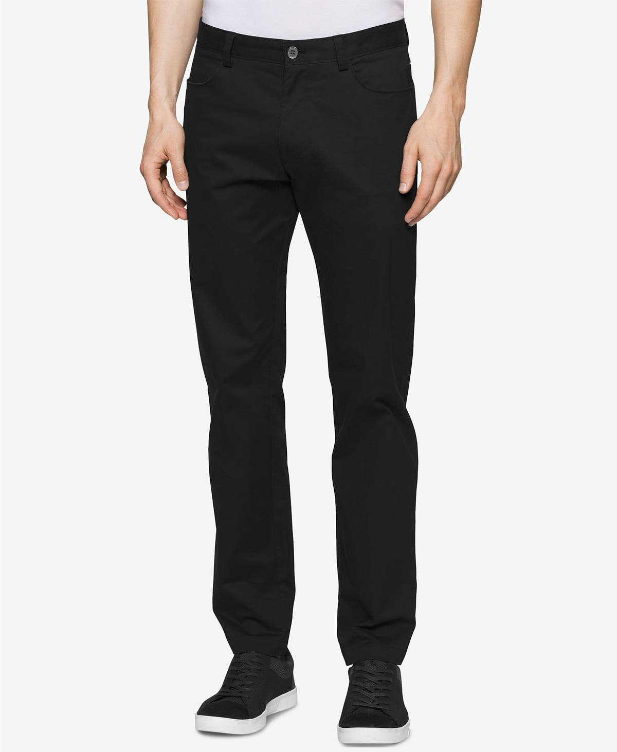 Calvin Klein Sateen Slim Fit Stretch Pants / Black