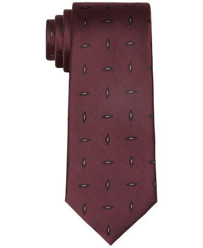 Calvin Klein Saucer Slim Herringbone Geo Tie Wine